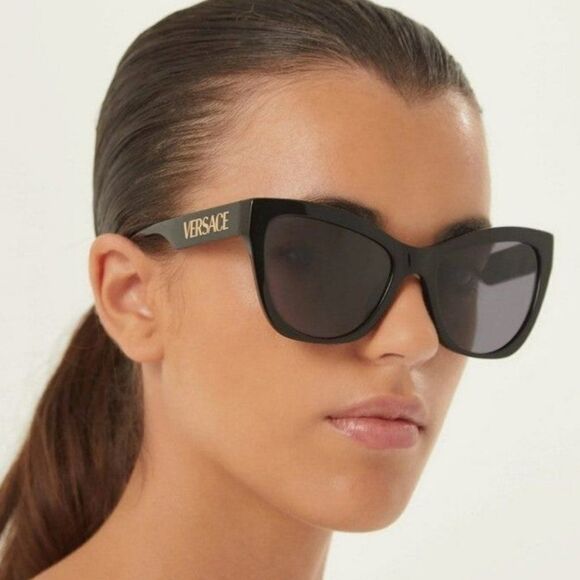 NEW Versace VE4417U GB1/87 Black Dark Gray Cat Eye Women Sunglasses - Picture 4 of 11